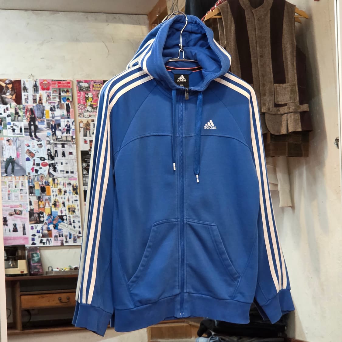 아디다스 블루 사이드 라인 후드집업 상품이미지1