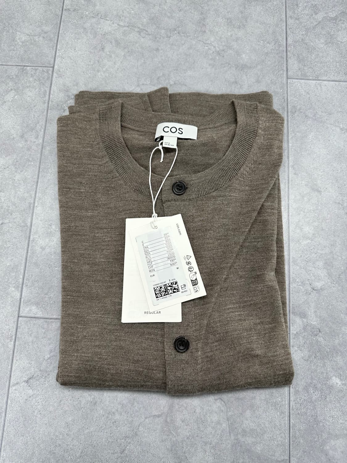 [M] COS 메리노 울 크루넥 가디건 그레이 멜란지 상품이미지5