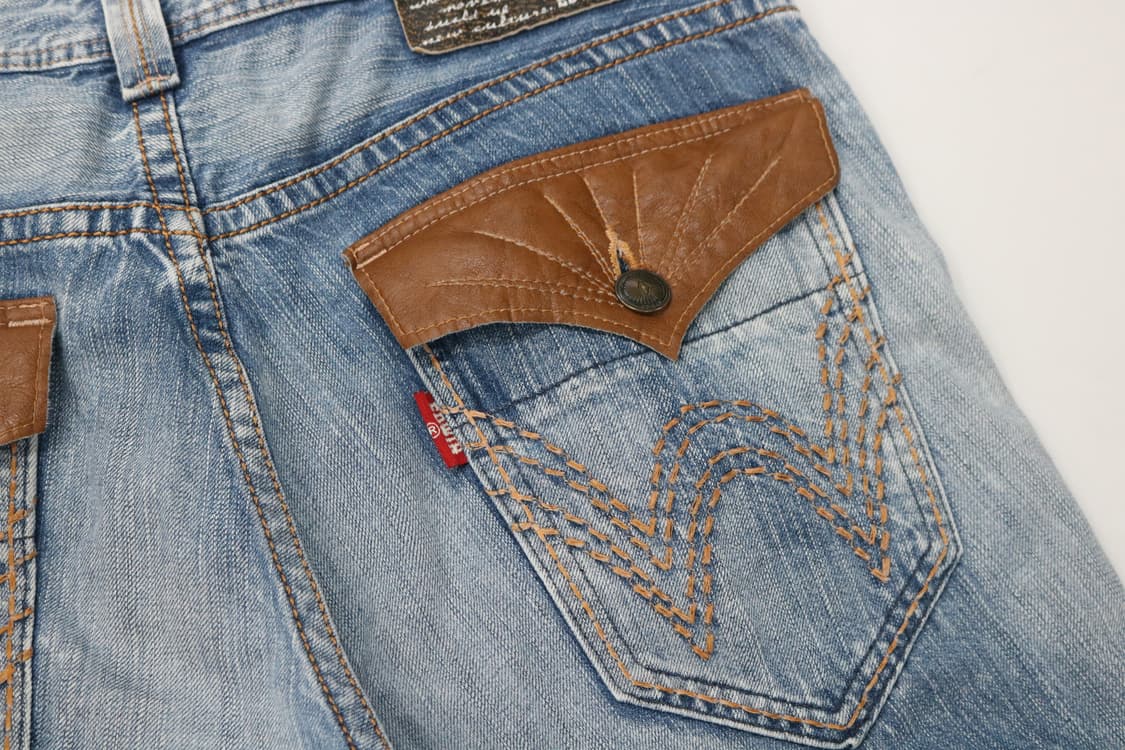 EDWIN 에드윈 빈티지 웨스턴 레더 플랩 포켓 부츠컷 데님 팬츠 상품이미지4