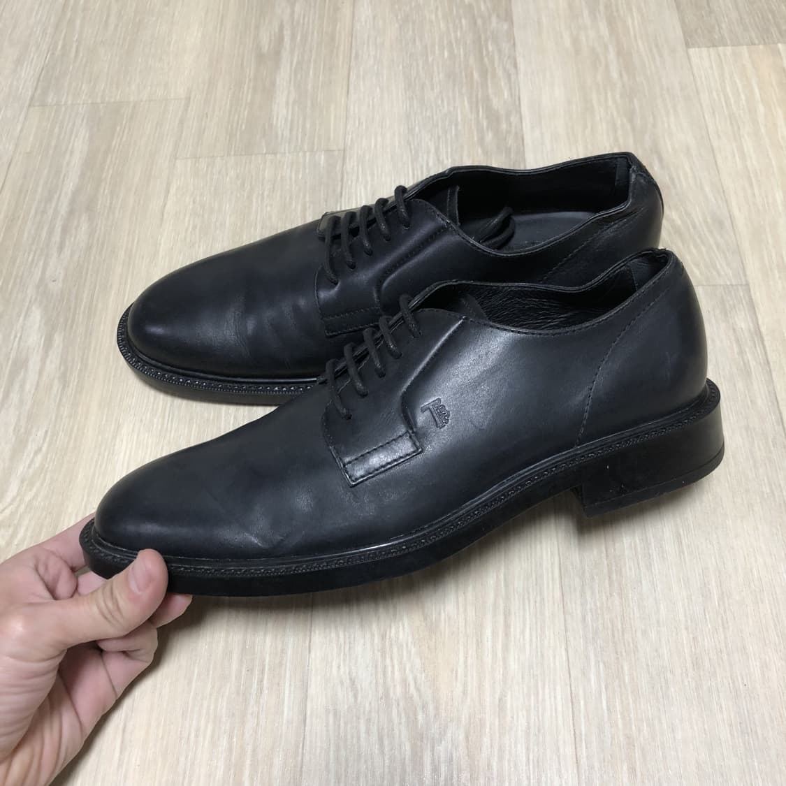 (240-245) 토즈 TODS 소가죽 5홀 더비 슈즈 구두 블랙 상품이미지1