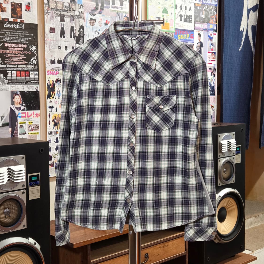 JPN 펑크 프린팅 체크 셔츠 상품이미지2