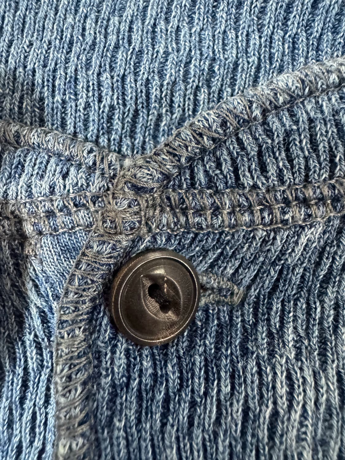 XL 더블알엘 인디고 자카드 헨리넥 와플 니트 티셔츠 상품이미지4