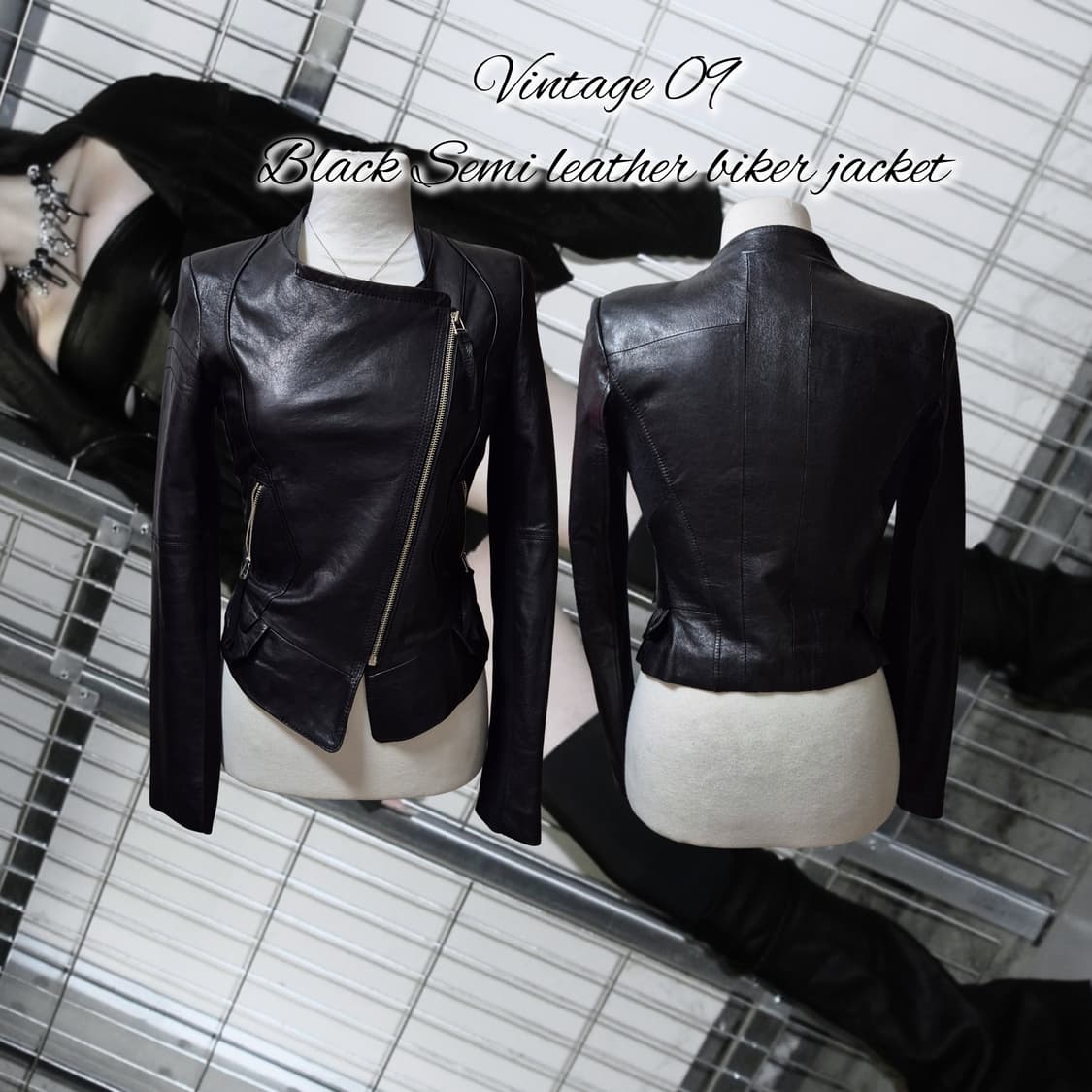 Vintage 09 Black Semi leather biker jack 상품이미지1