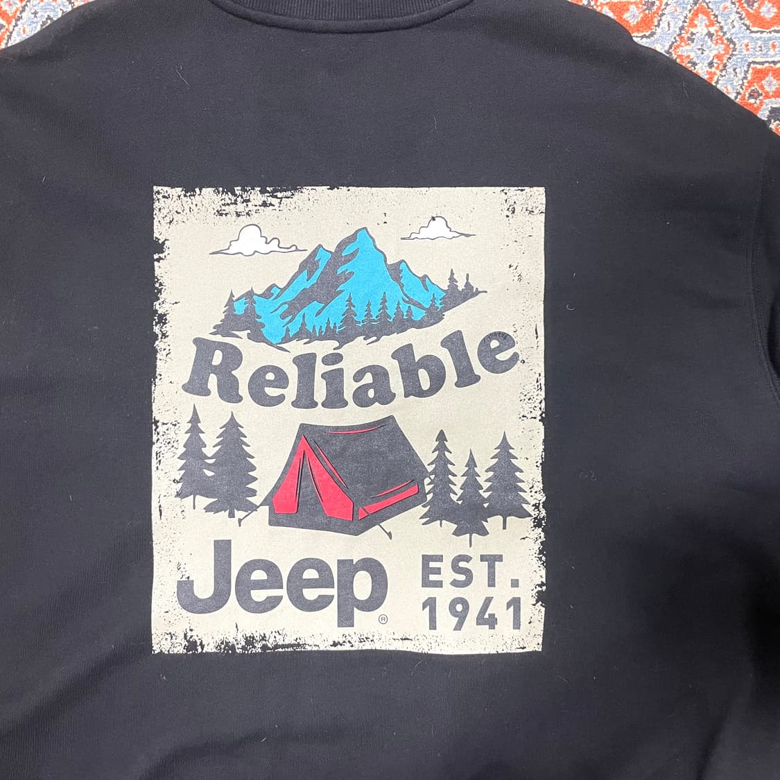 지프 자수 프린팅 블랙 루즈핏 맨투맨 남성2XL 상품이미지8