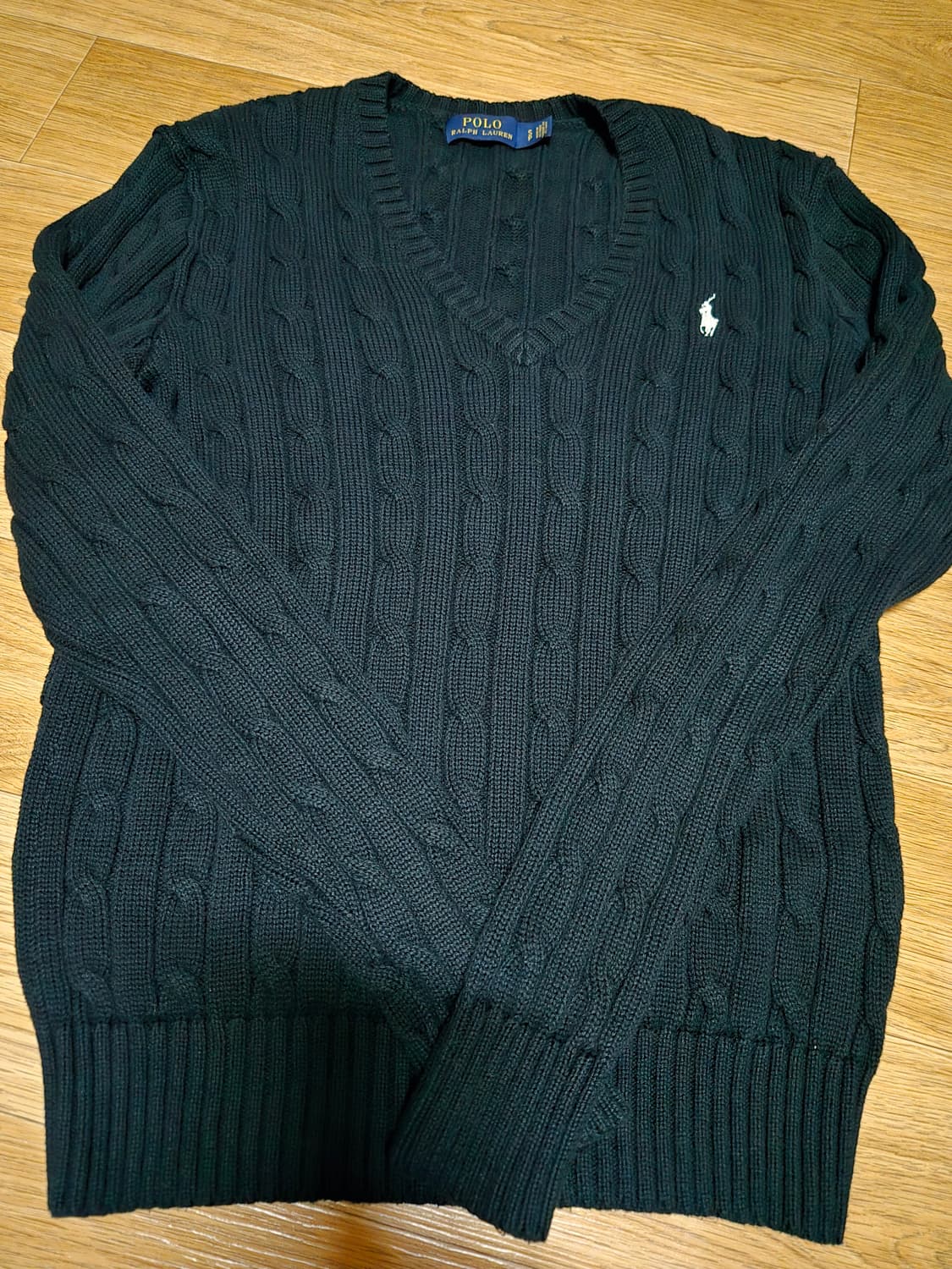 폴로 랄프로렌 블랙 브이넥 케이블 니트 상품이미지4