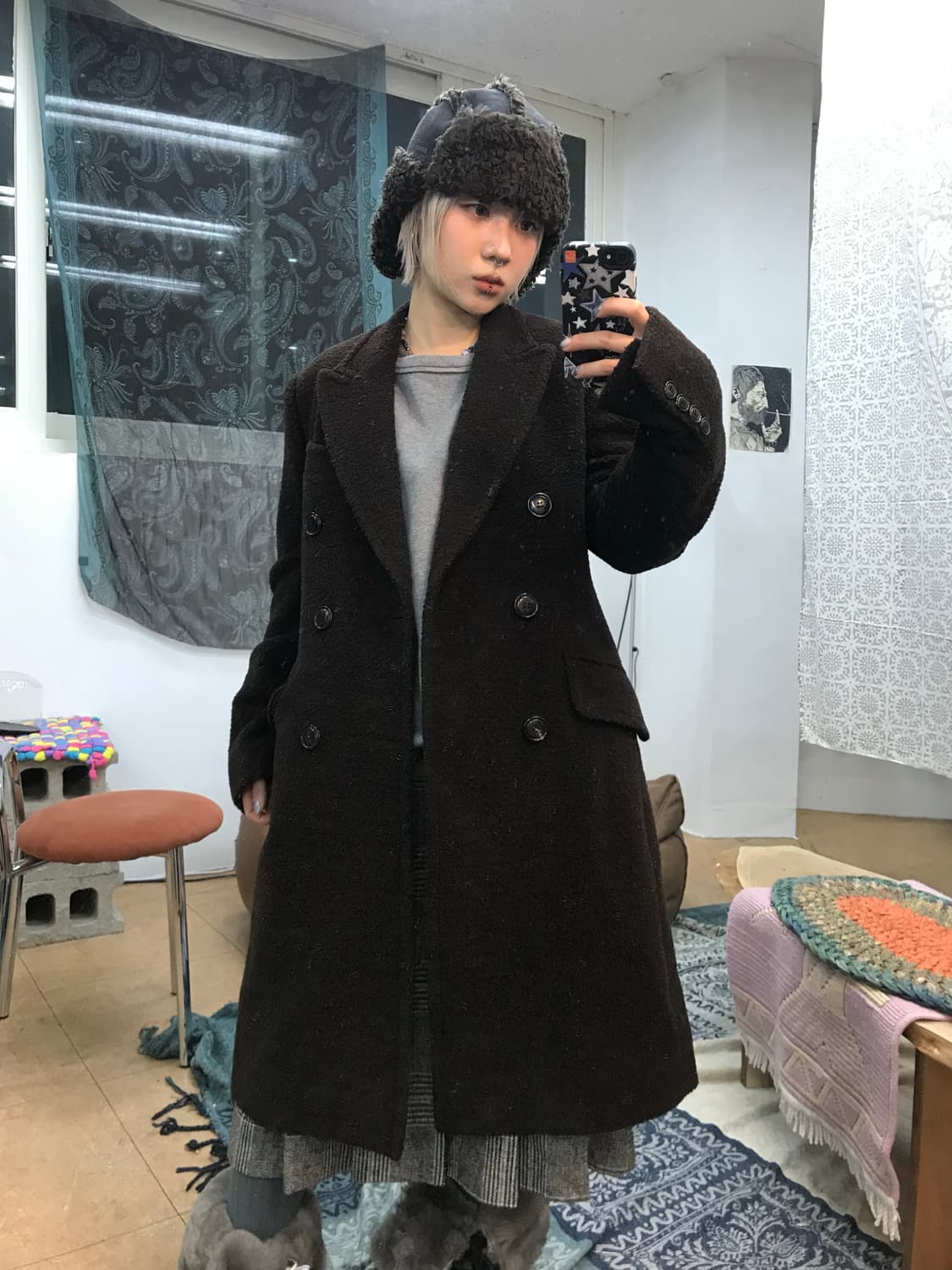 커스텀멜로우 여성 알파카 더블버튼 롱코트  상품이미지2