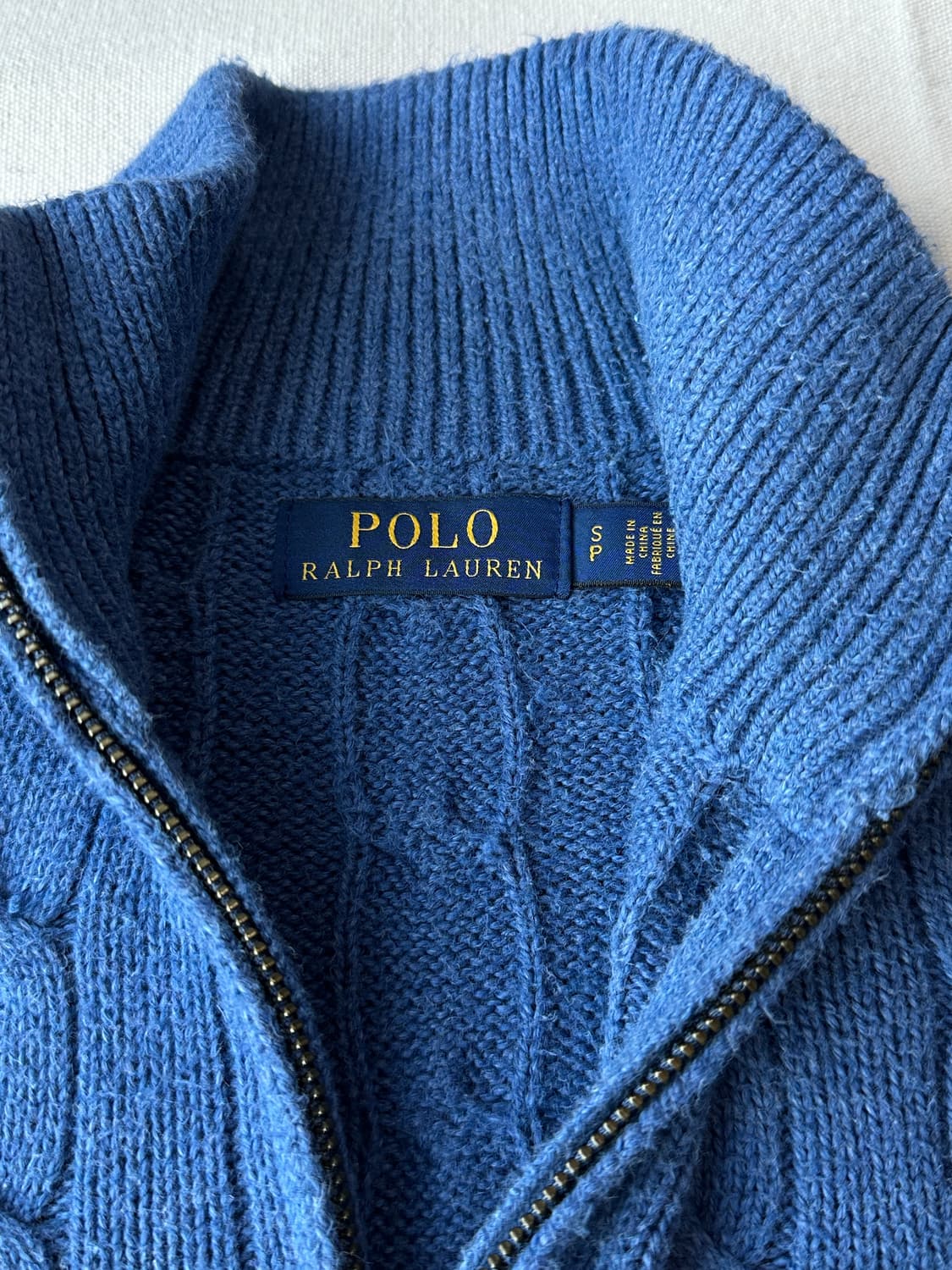 폴로 반집업 케이블 니트 스카이블루 S 상품이미지4