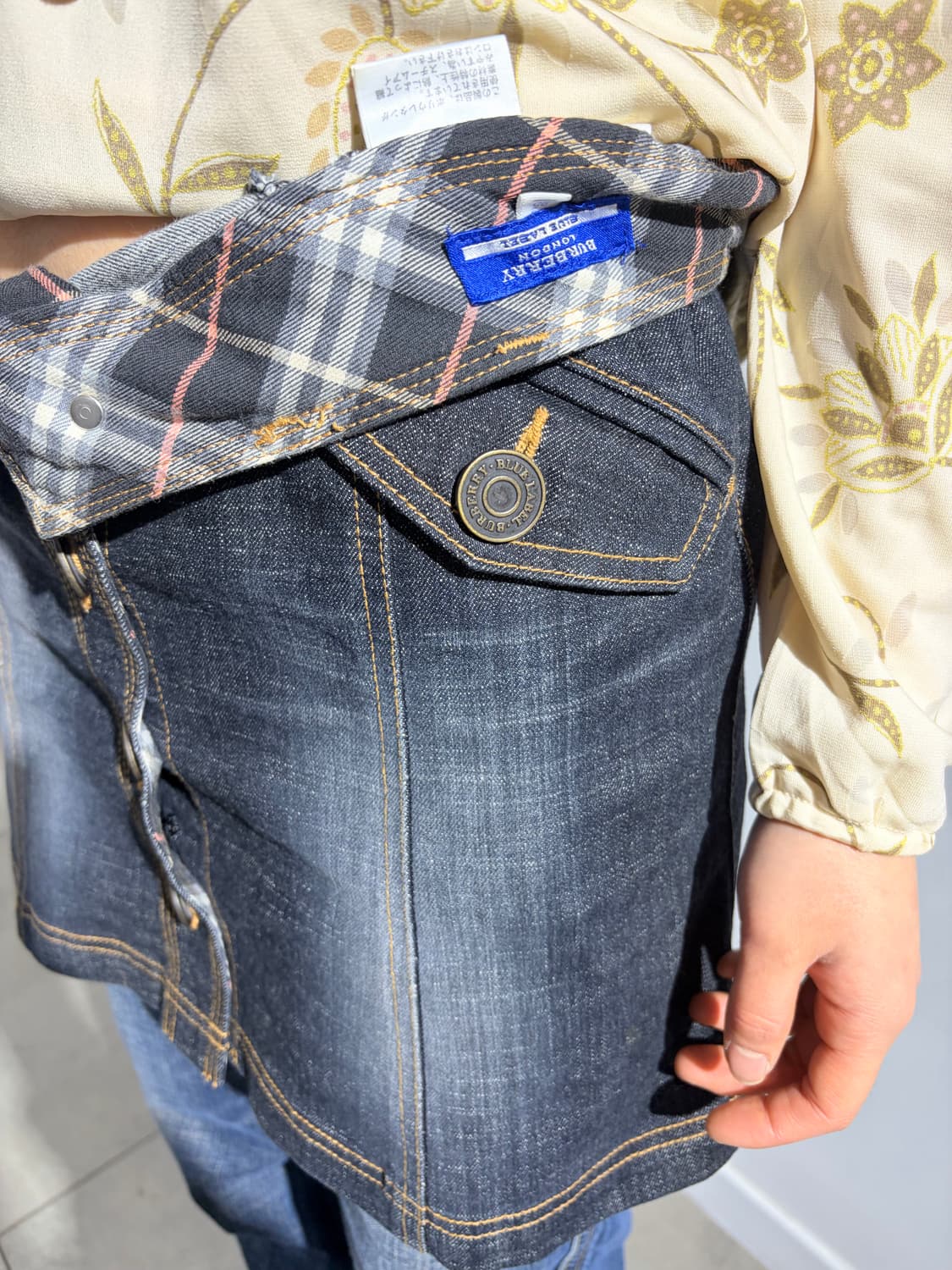 버버리 y2k 데님 흑청 스커트 치마 상품이미지2