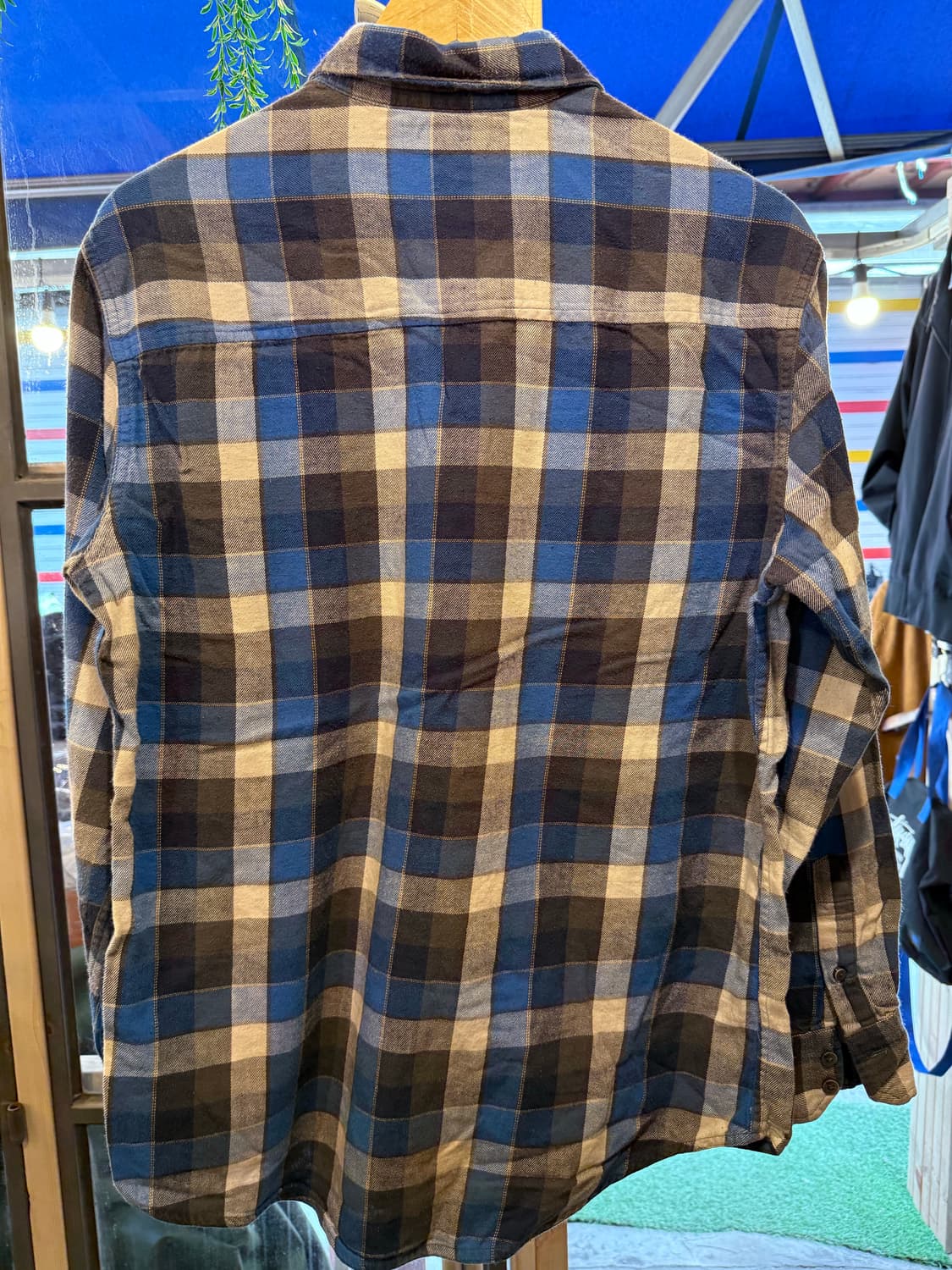 빈티지 블루 플란넬 체크셔츠 상품이미지4