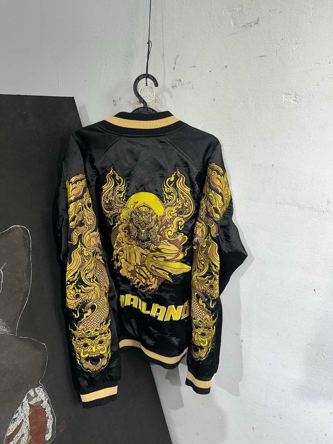 Jpn 일본빈티지 오리엔탈 태국 양면 검빨 스카잔 자켓 상품이미지9