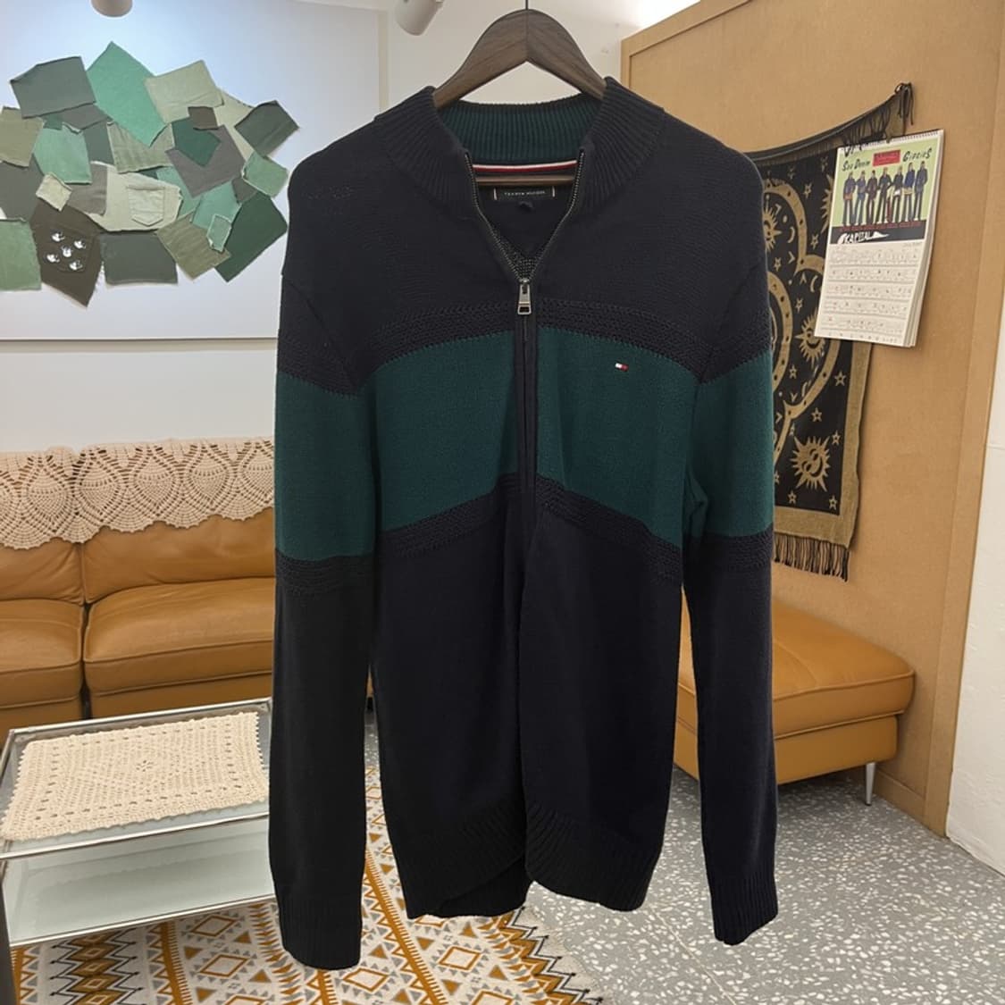 타미힐피거 컨트리 레트로 딥그린 니트 집업 가디건 100 C10860 상품이미지3