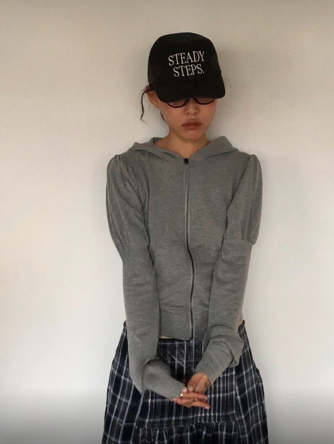 DAD 디에이디 니들착용 퍼프소매 후드집업 블랙 상품이미지4