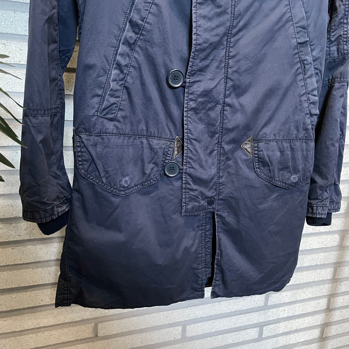KR VINTAGE 후드 필드 자켓 허리 스트링 4포켓 디테일 네이비 상품이미지5