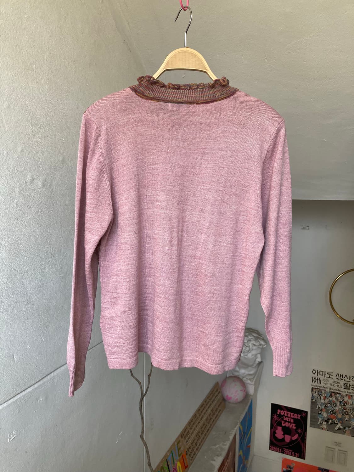 울 핑크•멀티컬러 패턴 니트 상품이미지5