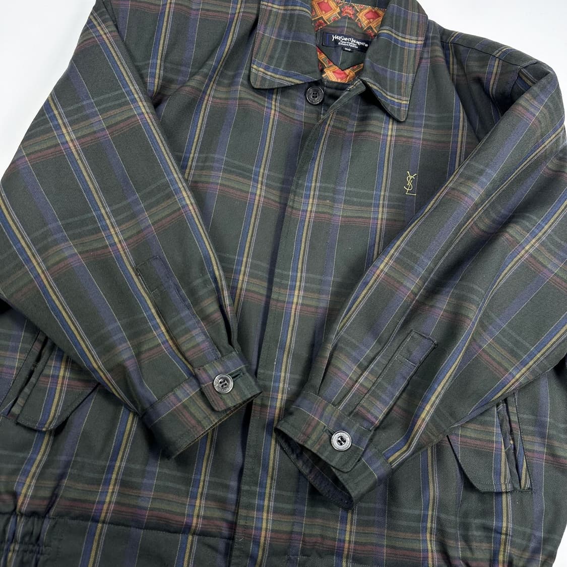 입생로랑 레트로 체크 블루종 자켓 (L) 상품이미지4