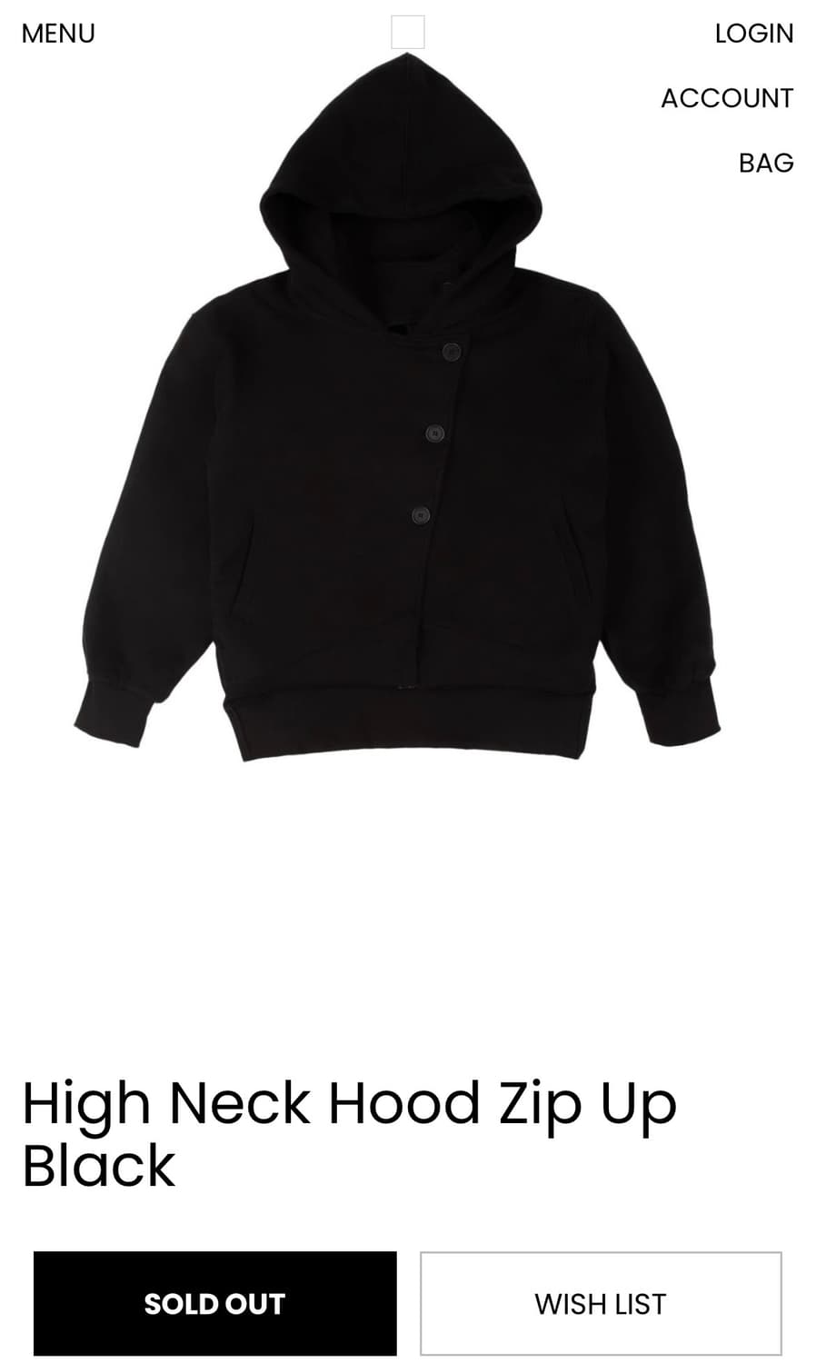 Oshigh 오스하이 하이넥 후드집업 블랙 상품이미지2