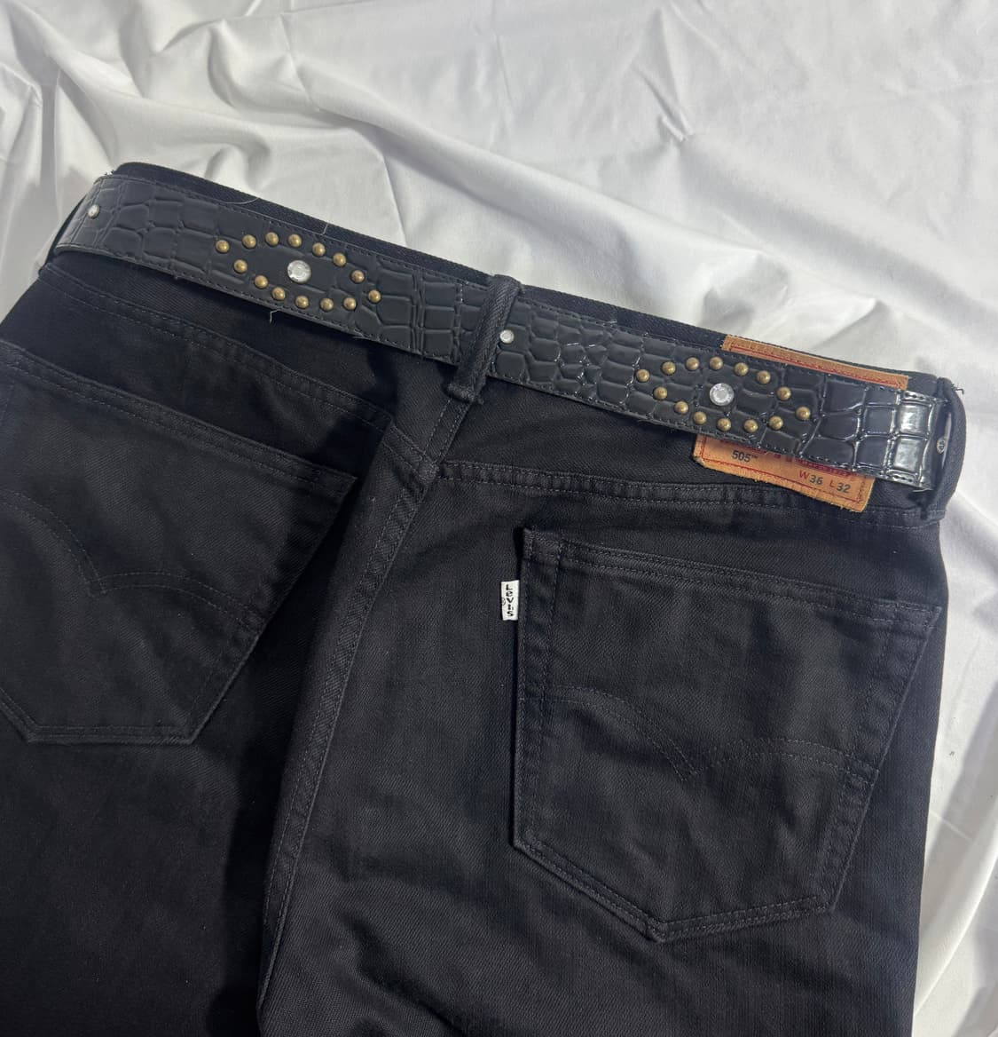 빈티지 크로커다일 크리스탈 스터드 웨스턴 레더 벨트 y2k vkei 상품이미지2