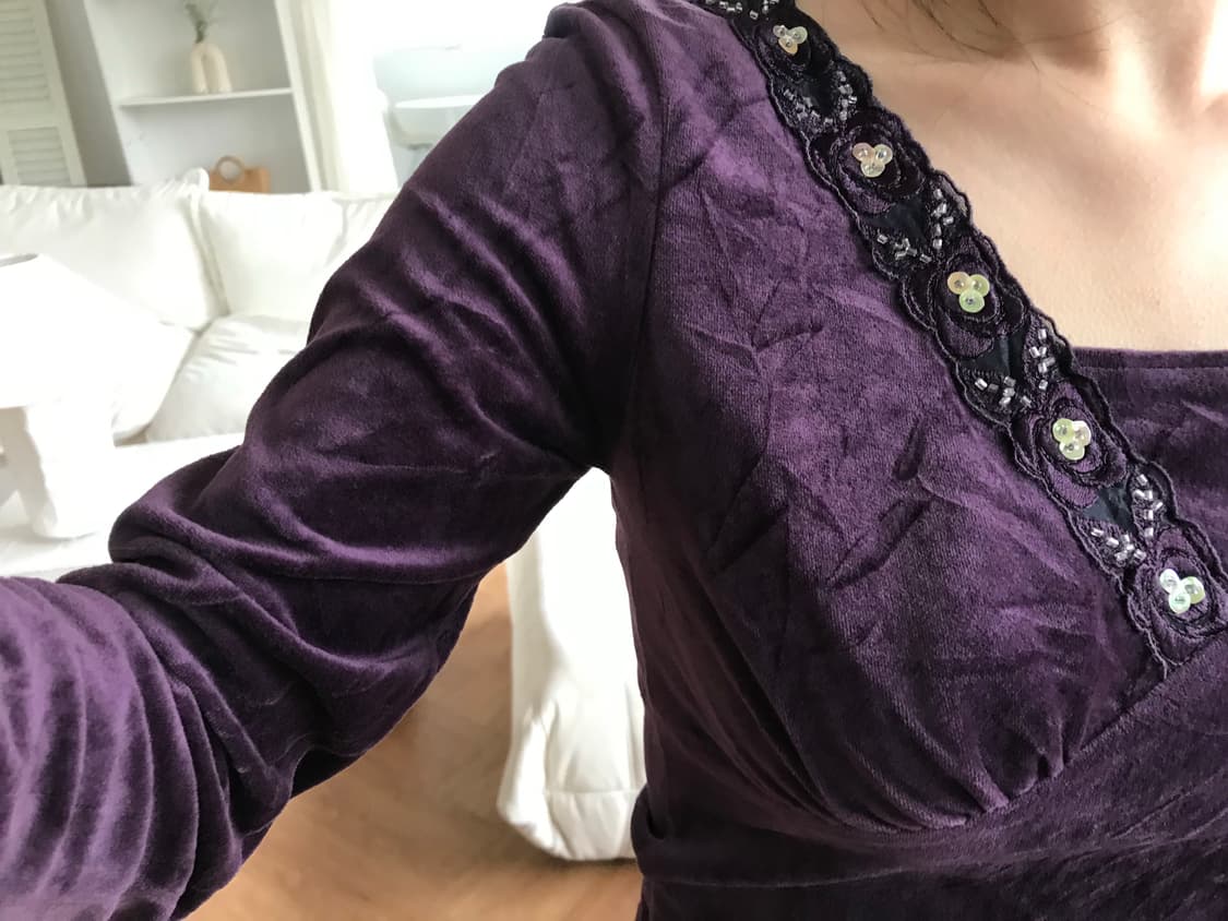 vintage purple velvet top 상품이미지4