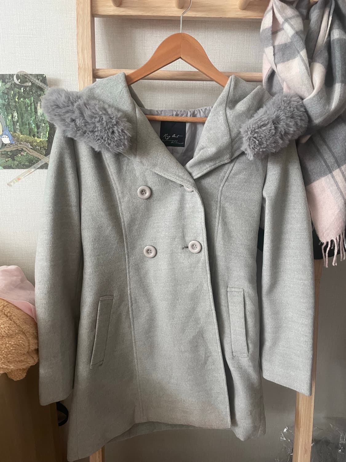 모리걸 빈티지 그레이 퍼후드 코트 🩶 상품이미지2