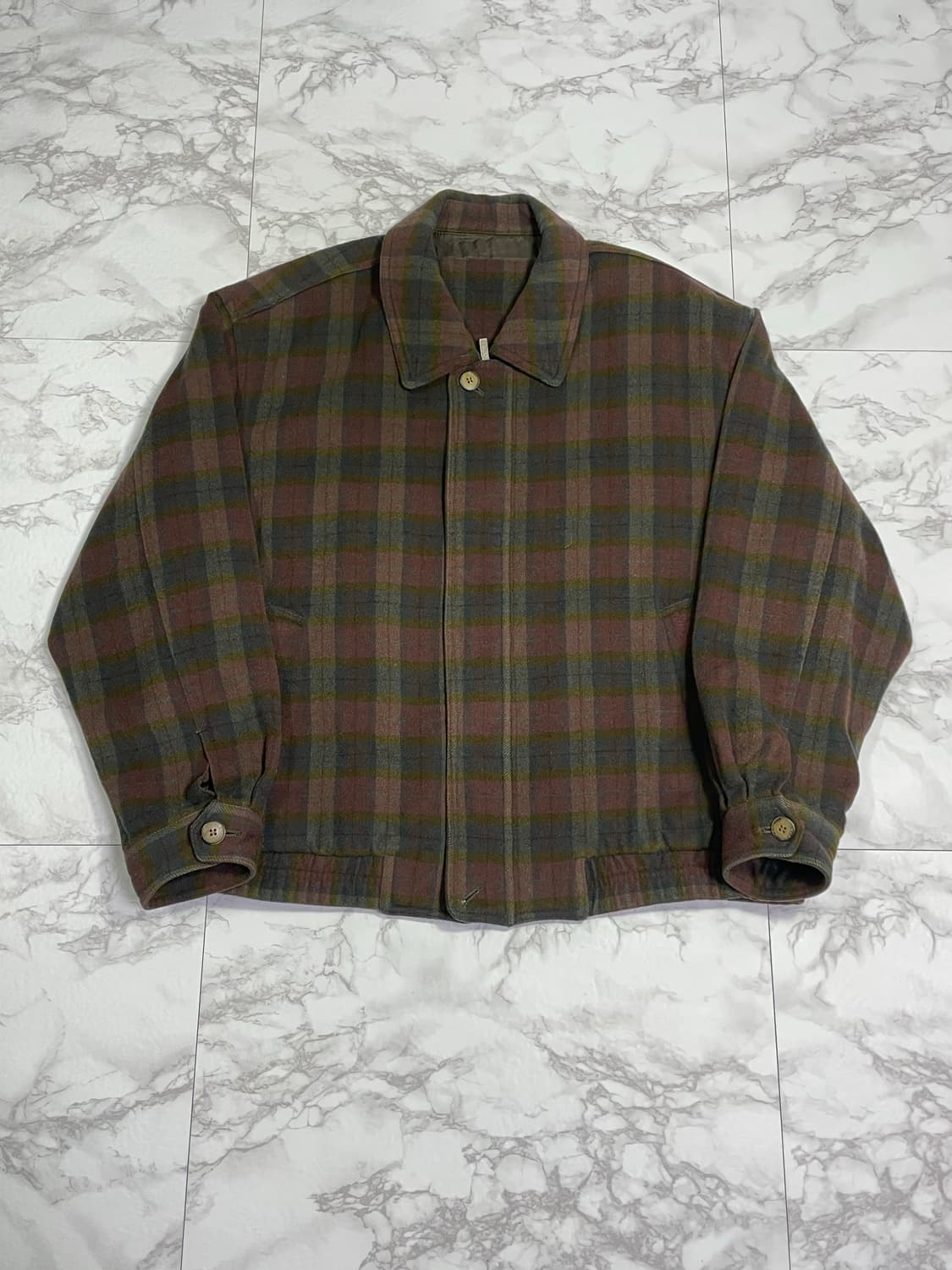 XL 위캔드 오로라 체크패턴 울 블루종 상품이미지3