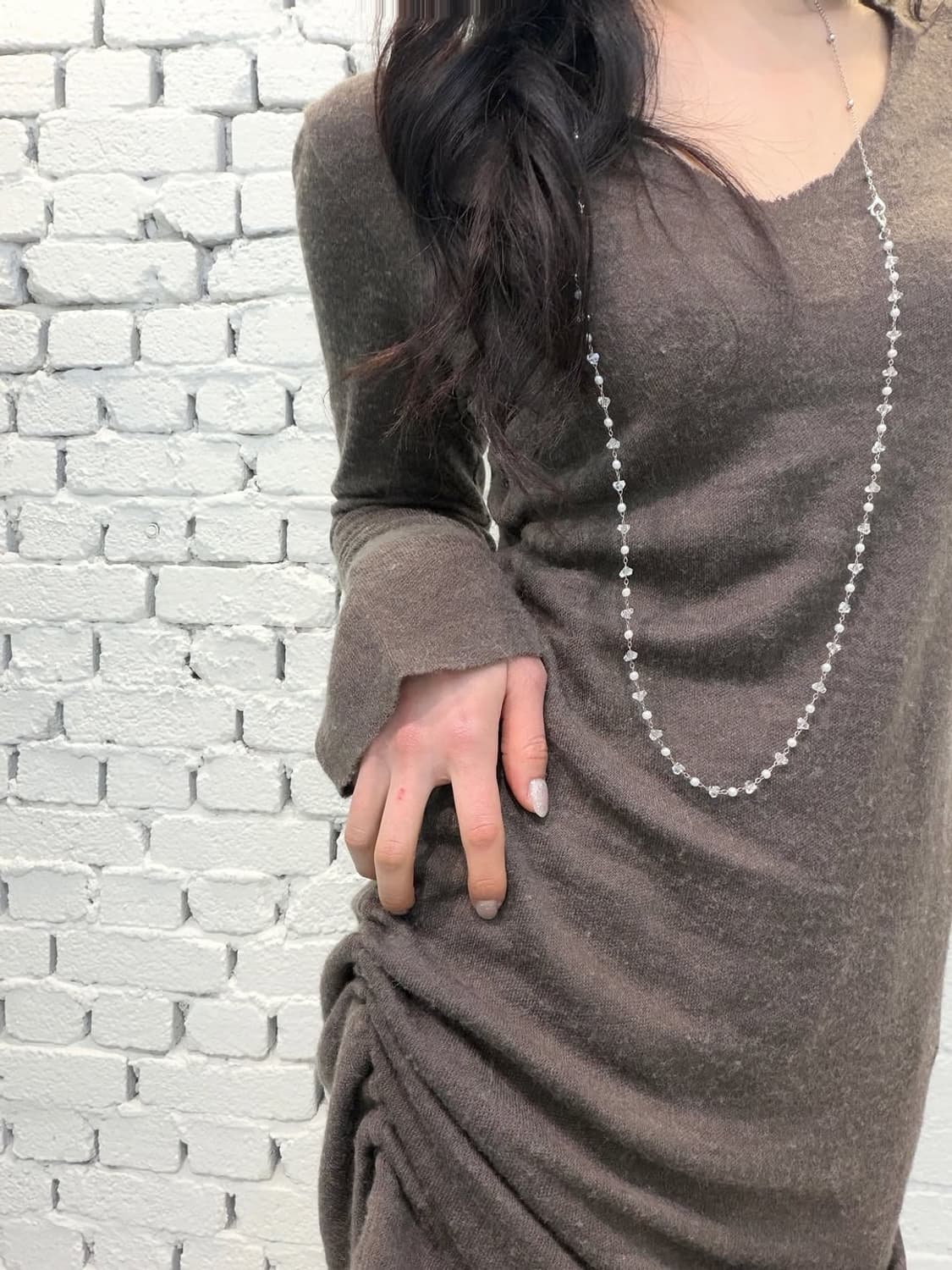 goa Asymmetric Shirring Long Sleeve Top 상품이미지4