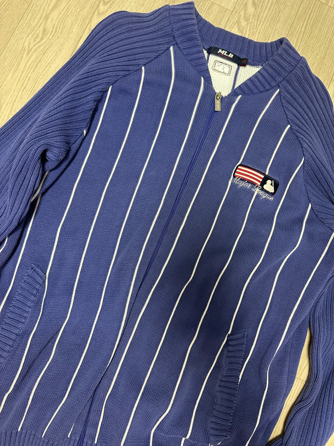 MLB 보스턴 스트라이프 니트 져지 집업 상품이미지3