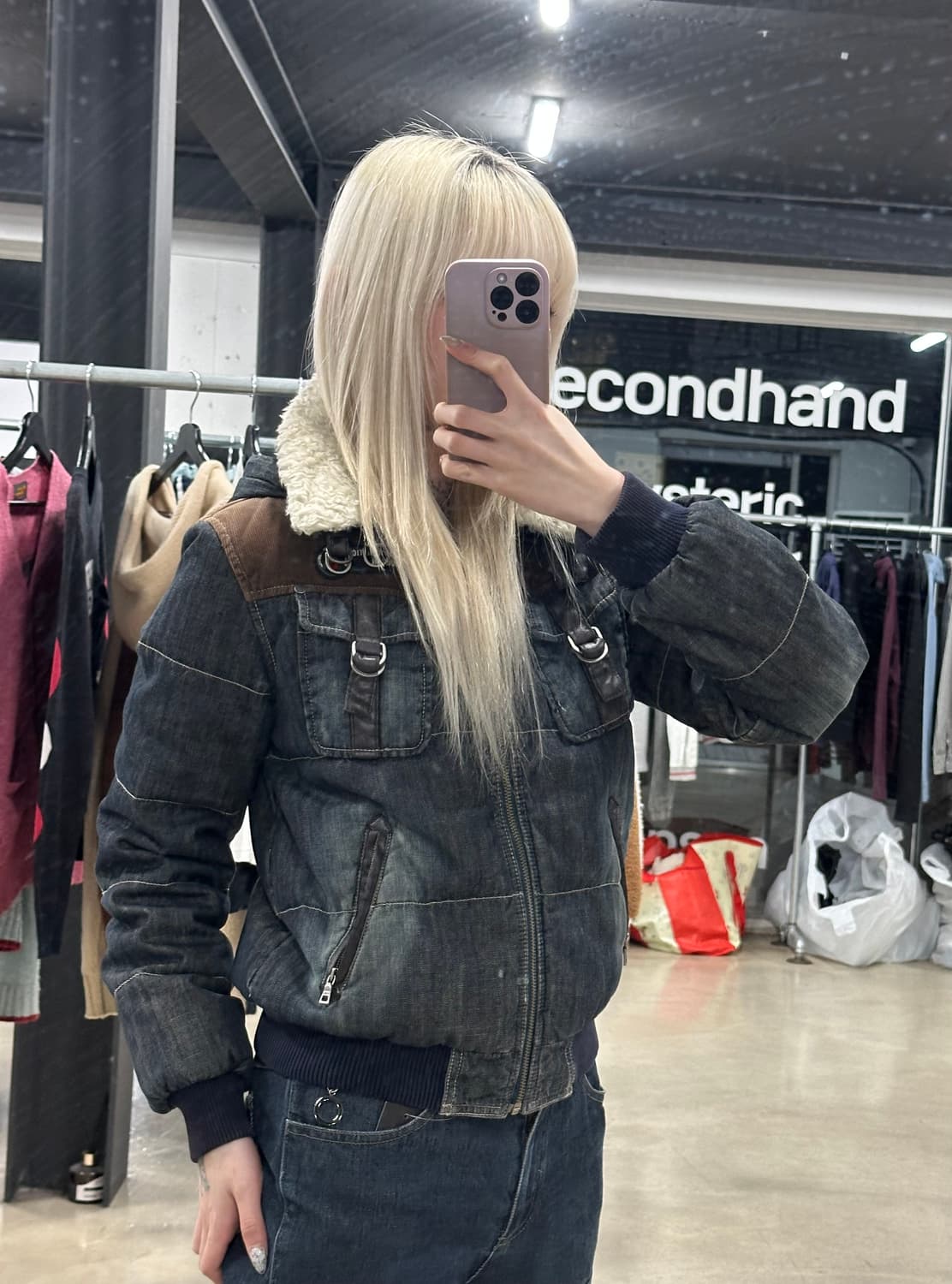 푸부 FUBU 데님 웨스턴 덕다운 숏 패딩 점퍼 상품이미지3