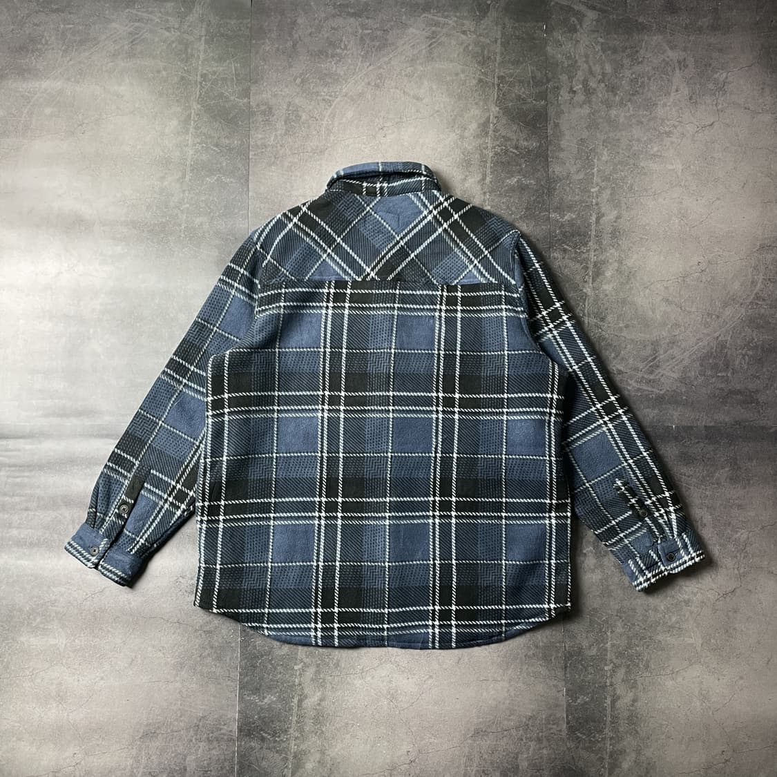 FREEDOM 빈티지 블루 체크 플리스 셰르파 셔츠자켓 A00467 상품이미지7