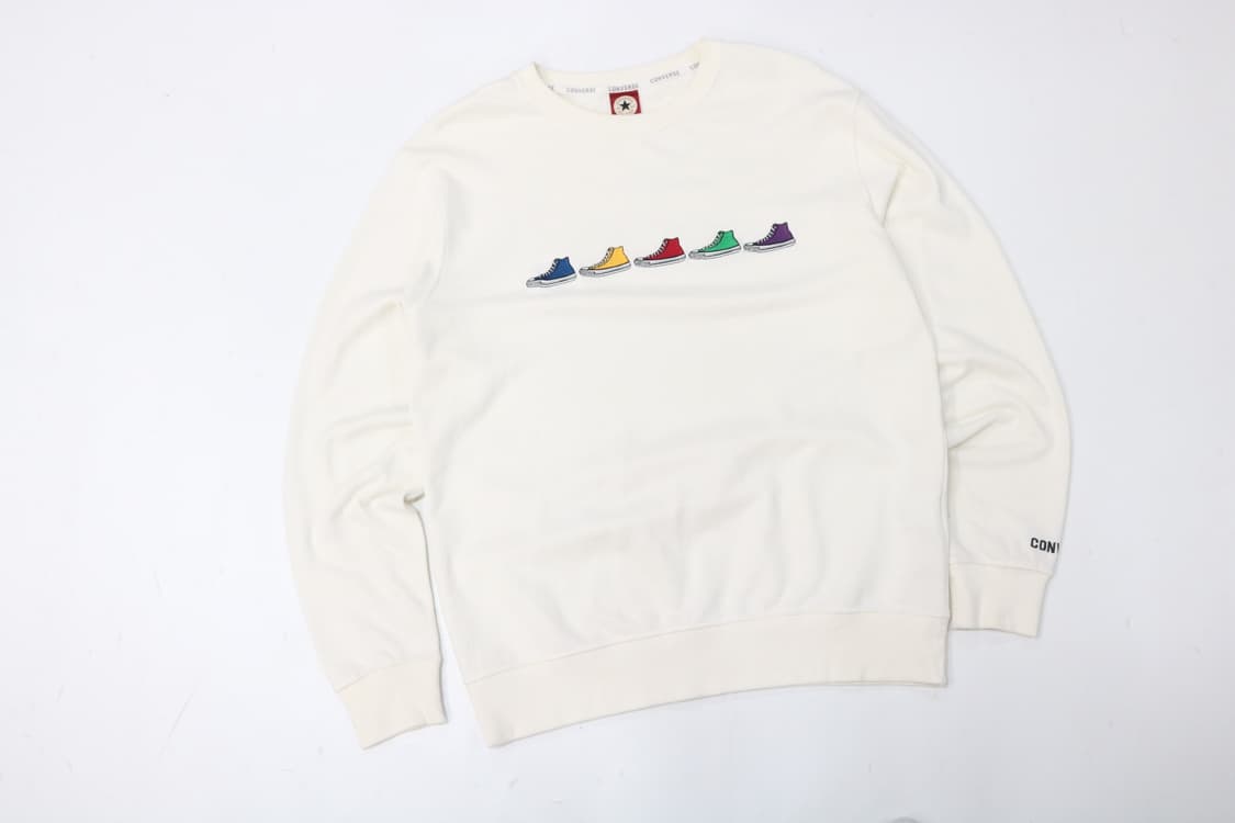 Converse 컨버스 올스타 하이탑 자수 아이보리 맨투맨 (L) 상품이미지2