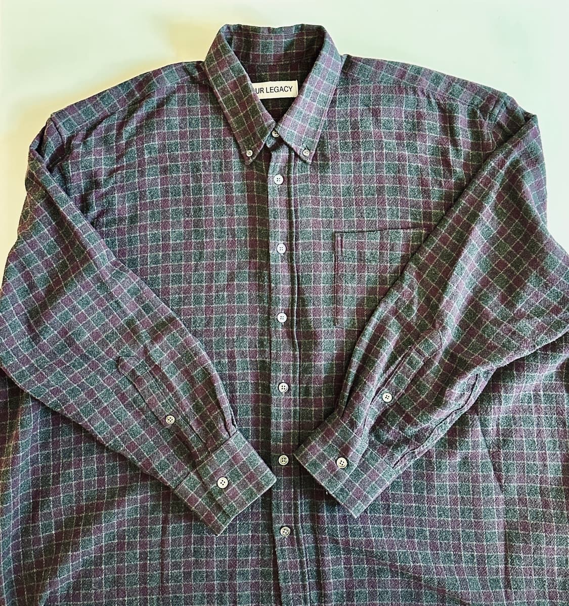 아워레가시 버로우드 BD 셔츠 소포모어 체크 울 50사이즈 신품급 상품이미지2