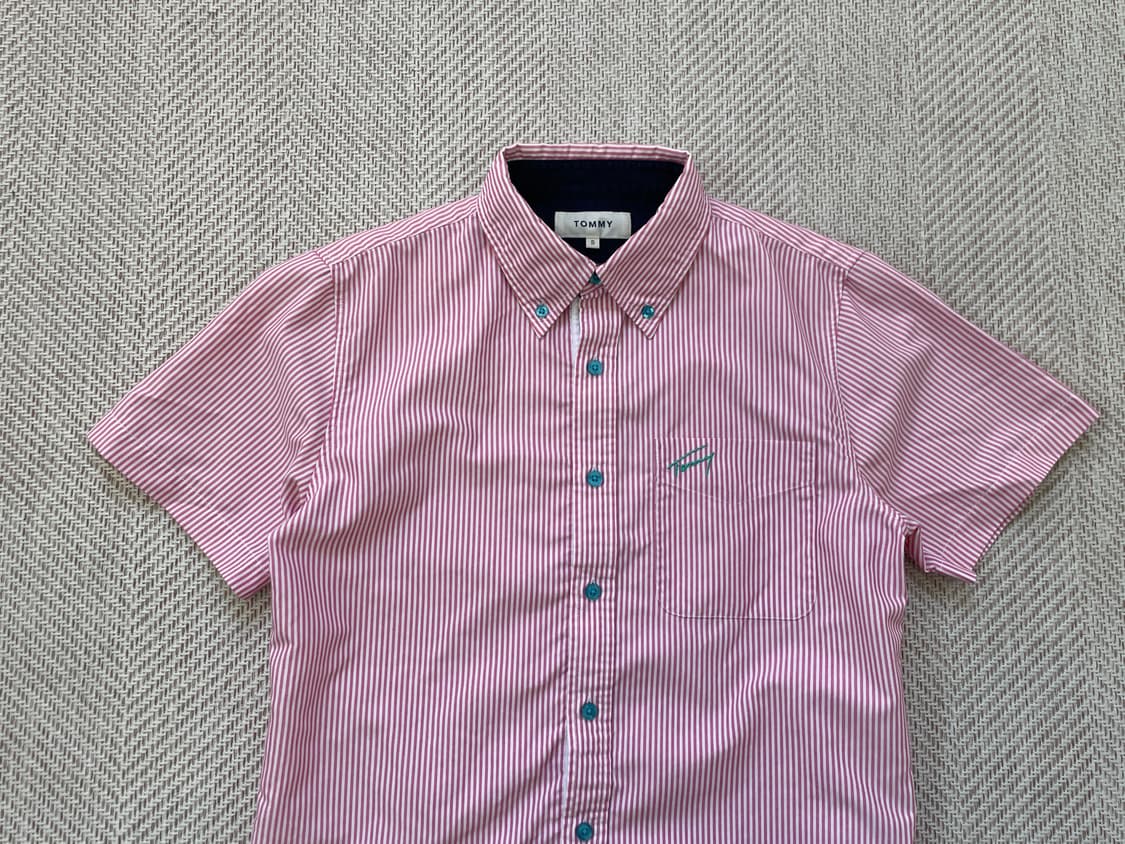 Tommy 타미힐피거 핑크 스트라이프 반팔 셔츠  J04021 상품이미지3