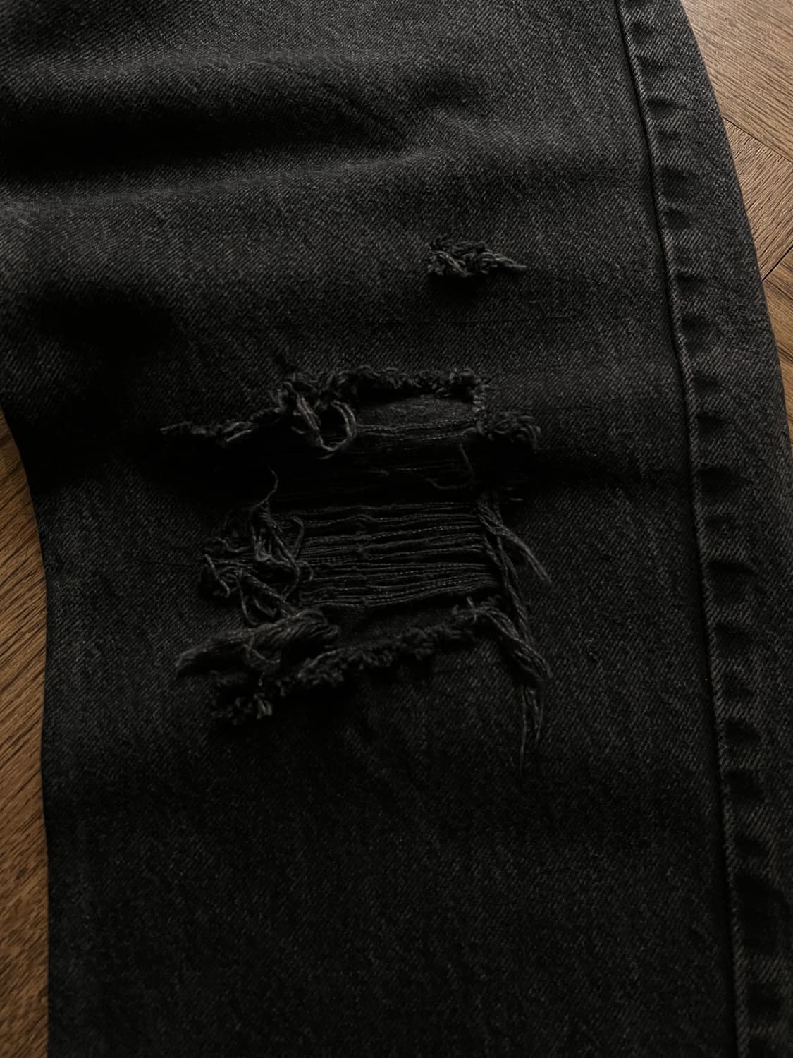 [34]00's 리바이스 USA 505 디스트로이드 흑청 데님 팬츠 상품이미지5