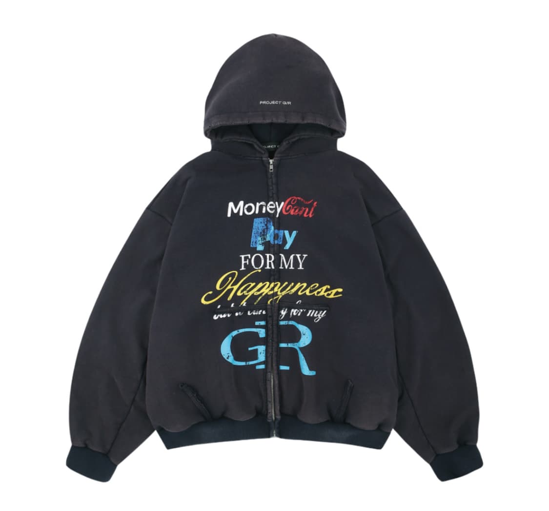 프로젝트GR 후드집업 블랙 해피니스 집 후드 네이비 상품이미지1