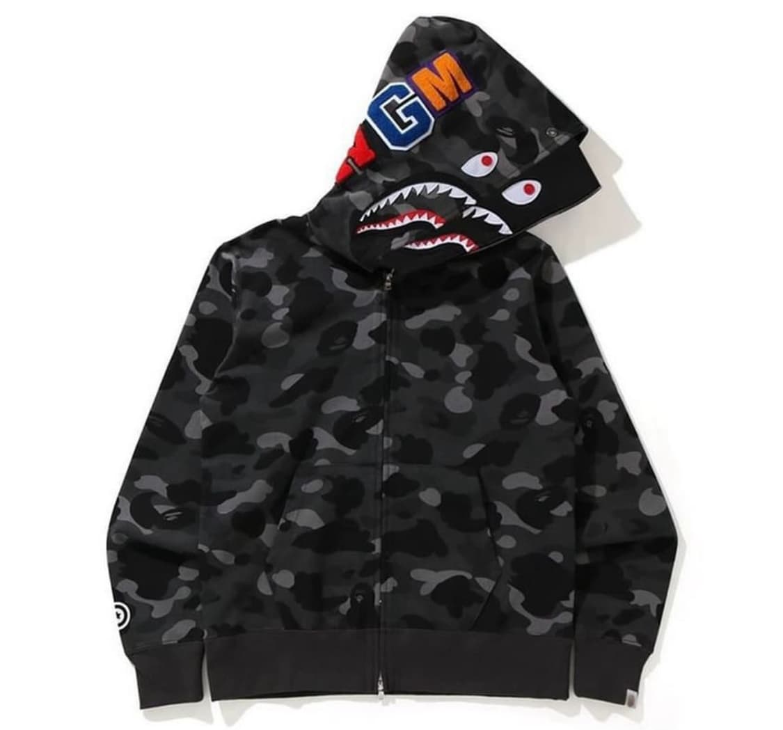 베이프 BAPE 샤크 더블 후드집업 블랙 XL 상품이미지1
