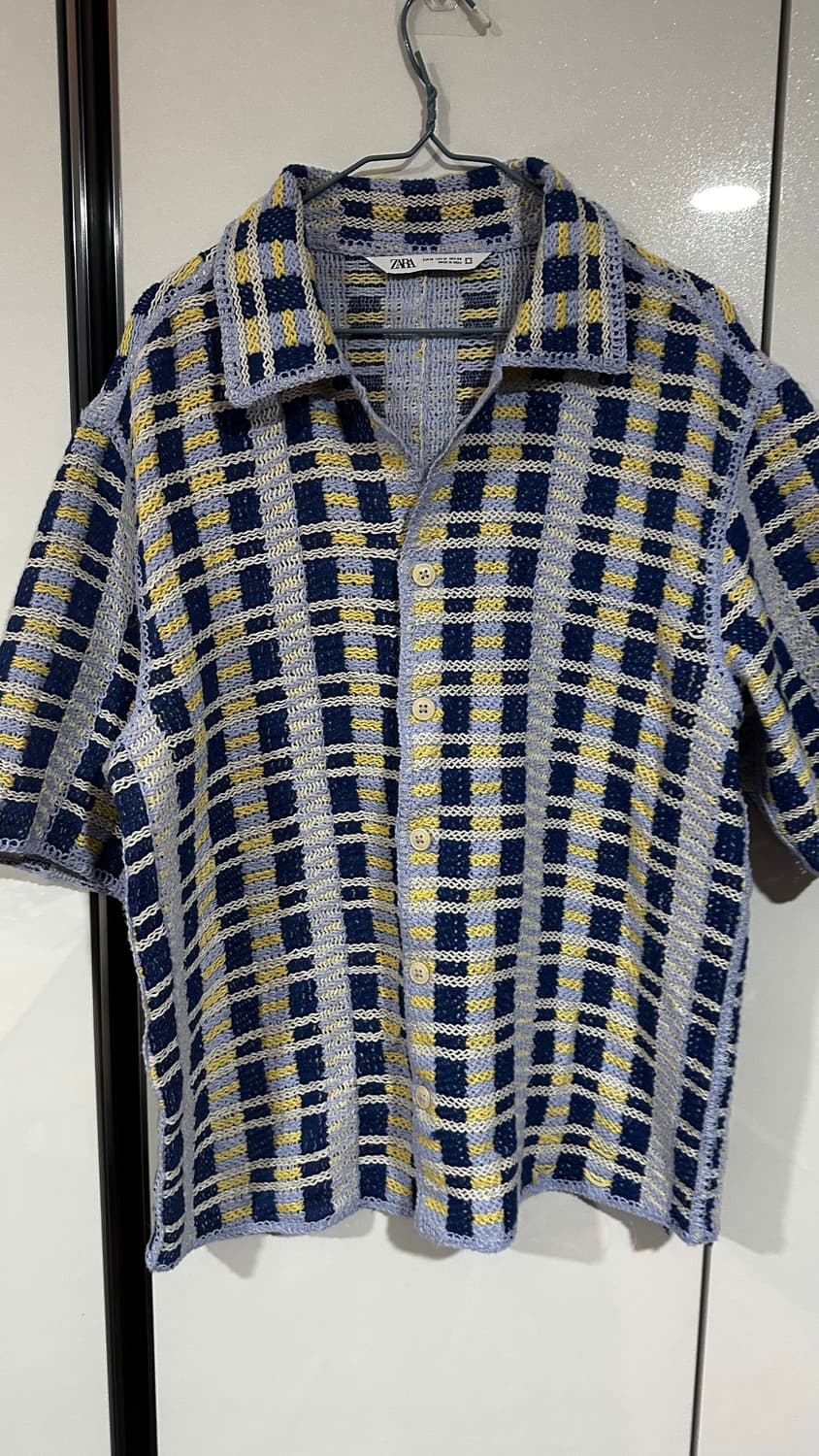 자라 패턴 니트 반팔셔츠 M 상품이미지1