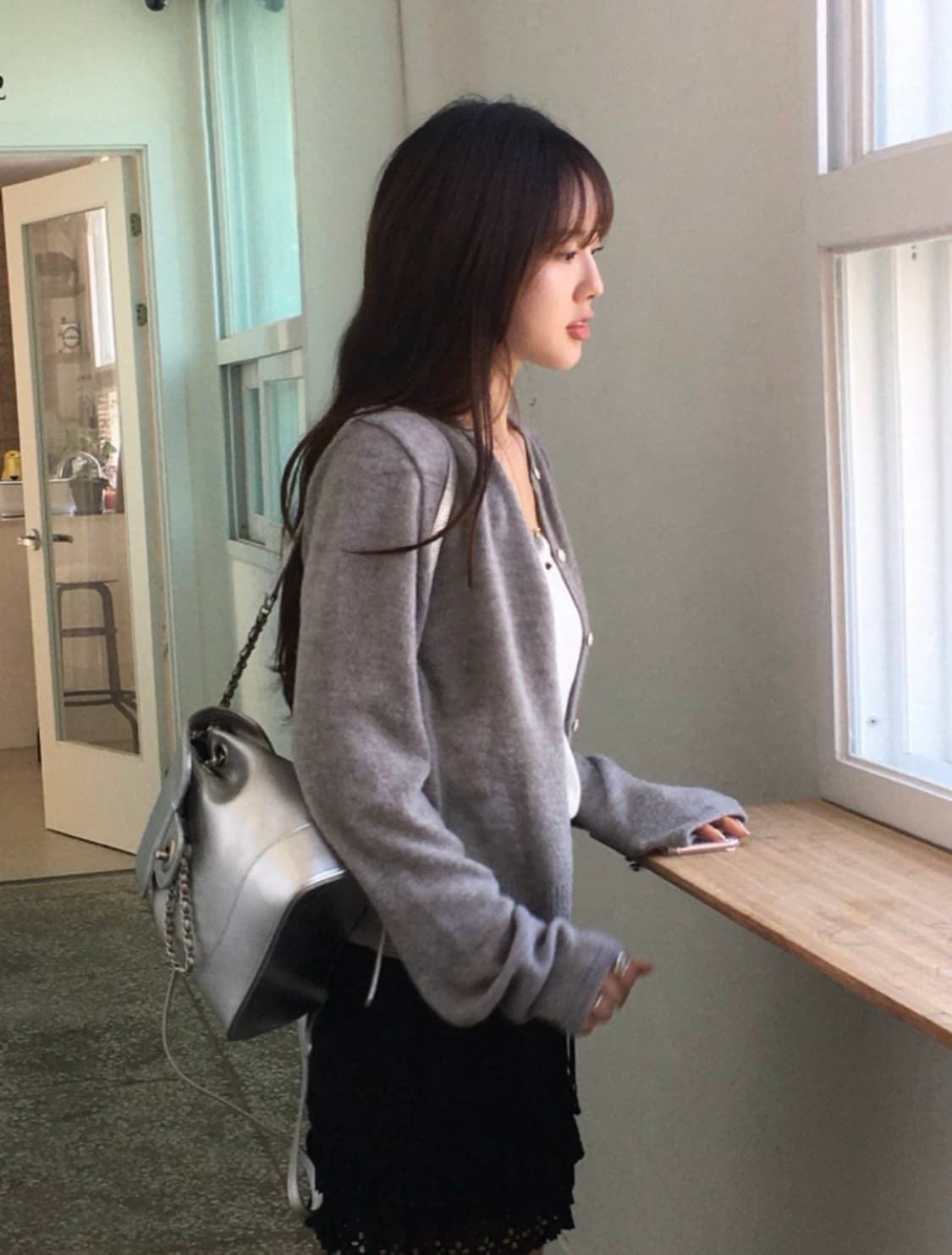 버터엣스카이 once 알파카 가디건 그레이 상품이미지5
