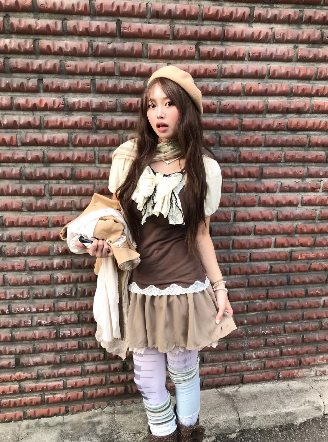 엑시즈팜 베이지 브라운 페어리 니혼진 쿠루미 코디세트 상품이미지4