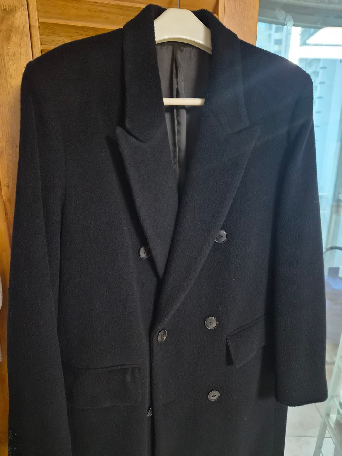 블랭크룸 더블 브레스티드 울코트 블랙 상품이미지4