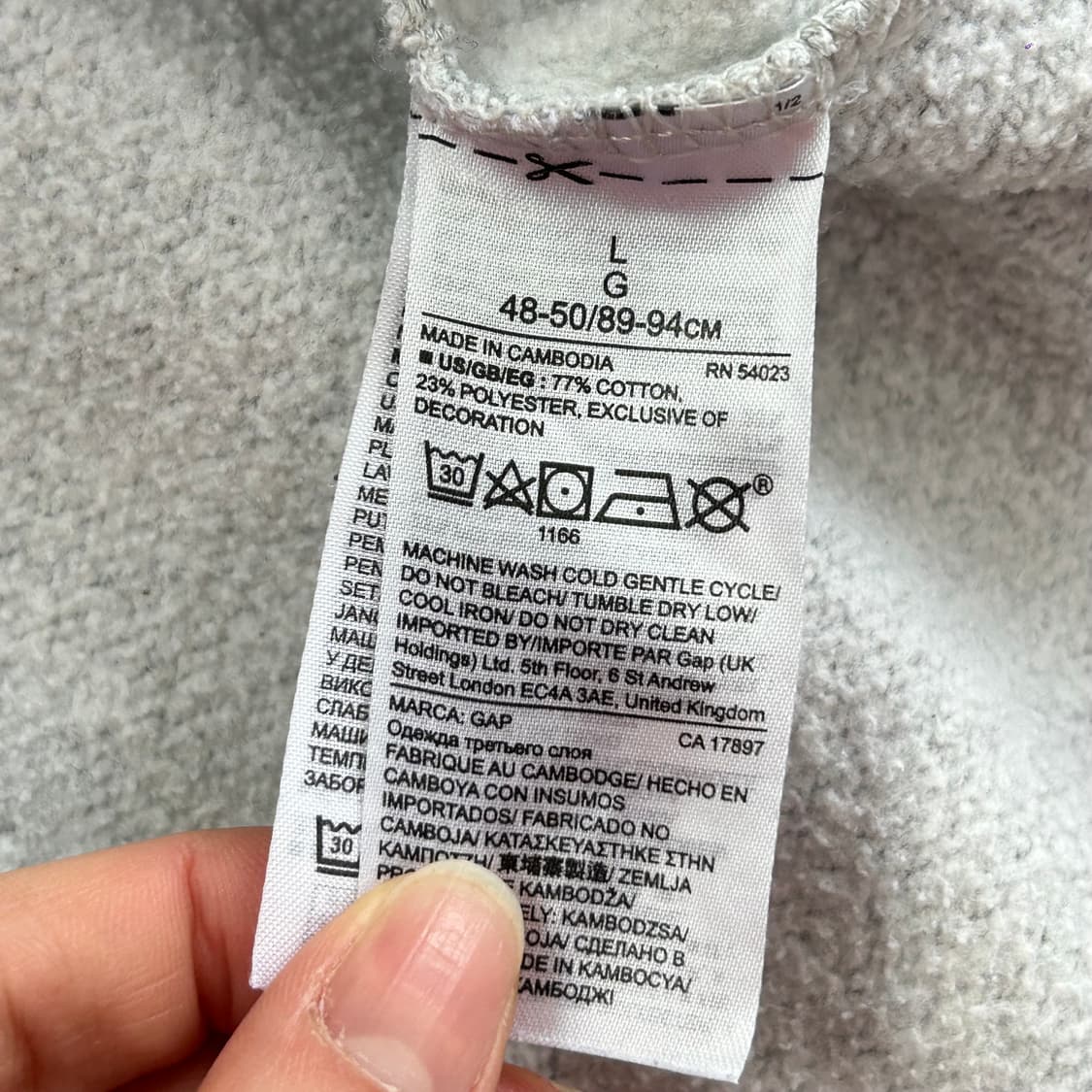 Gap 갭 블랙 로고 그레이 후드티 상품이미지6