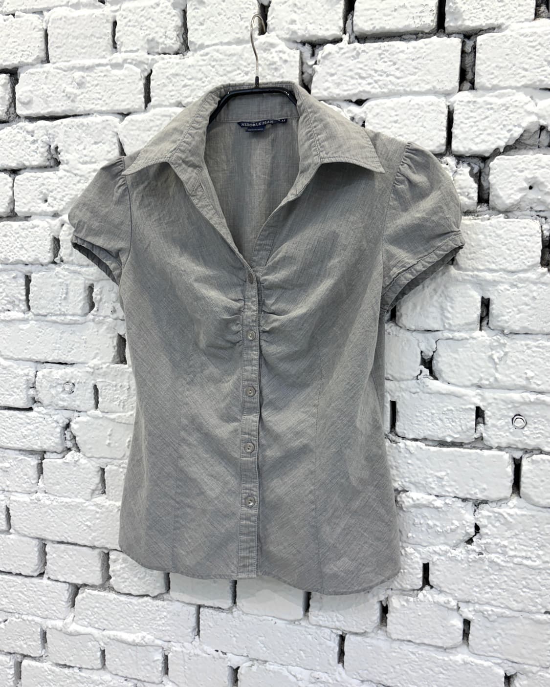 Shirred Puff Sleeve Fitted Blouse 상품이미지4