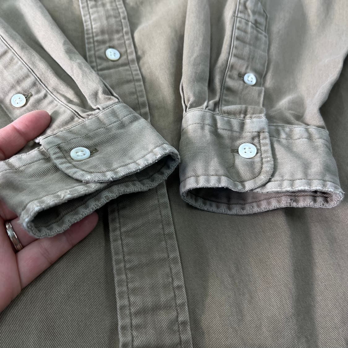 100 폴로랄프로렌 90s 베이지 코튼 셔츠 상품이미지5