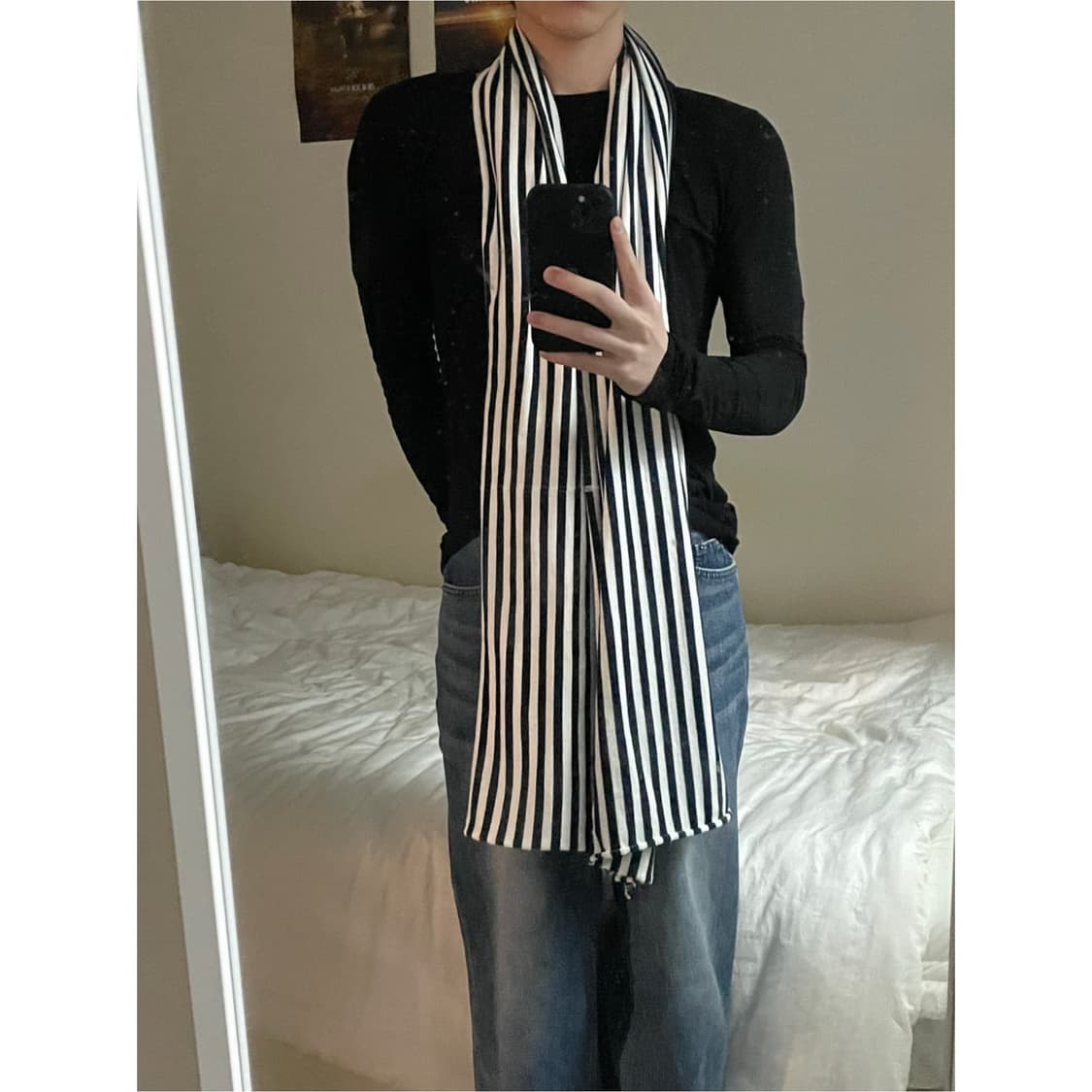 꼼데가르송 스트라이프 머플러 블랙  상품이미지6