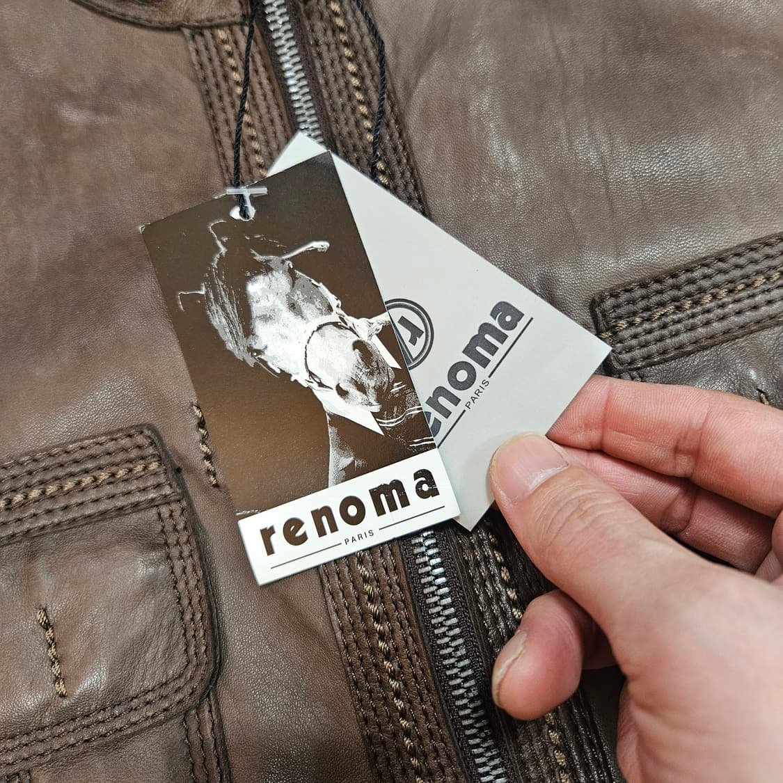 레노마(renoma) 브라운 램스킨 벨티드 가죽자켓 L size 상품이미지9