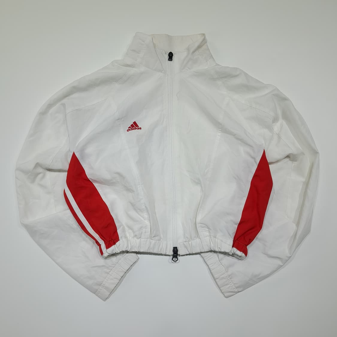 CL989 아디다스 90s 실버태그 화이트레드 크롭 바람막이 자켓 상품이미지1