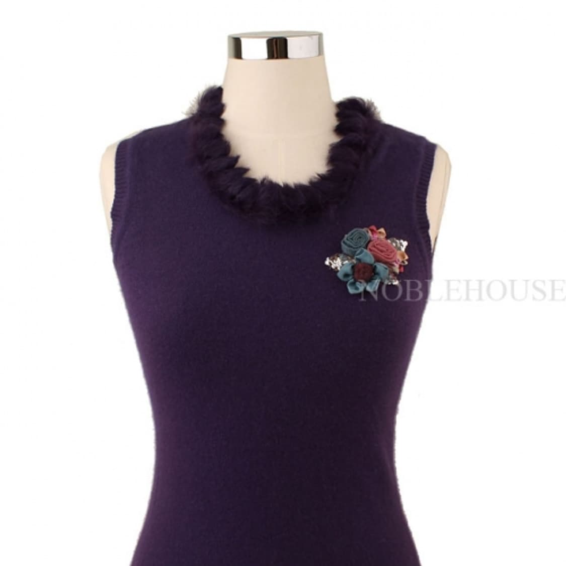 블루마린 퍼플 퍼 민소매 캐시미어 니트 44 55 상품이미지6