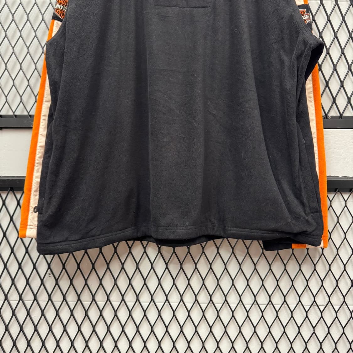 00s 할리데이비슨 플리스 자켓 손목 포켓 디테일 오렌지 블랙 상품이미지4