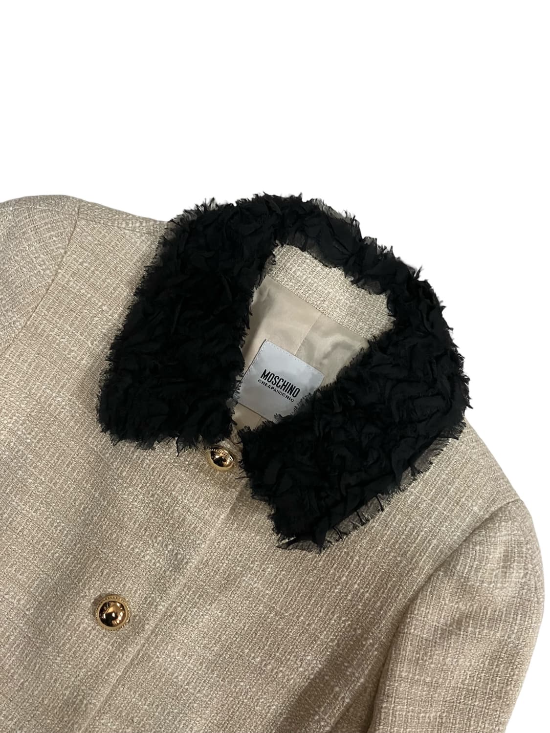 모스키노 블랙레이스 카라 플리츠 코트 90 상품이미지2