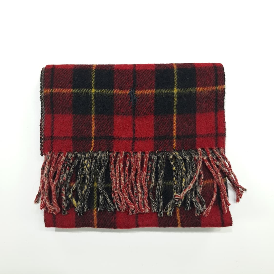 MX325 폴로 랄프로렌 레드 타탄체크 헤링본 양면 램스울 목도리 머플러 상품이미지7