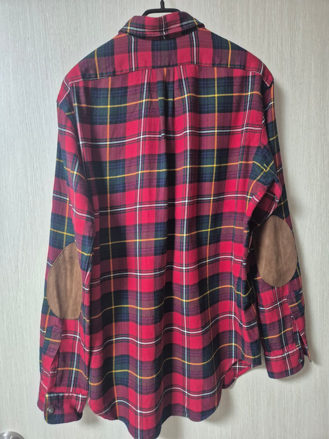 (정품) 폴로 랄프로렌 타탄 체크 스웨이드 엘보패치 남방 셔츠 M 상품이미지2