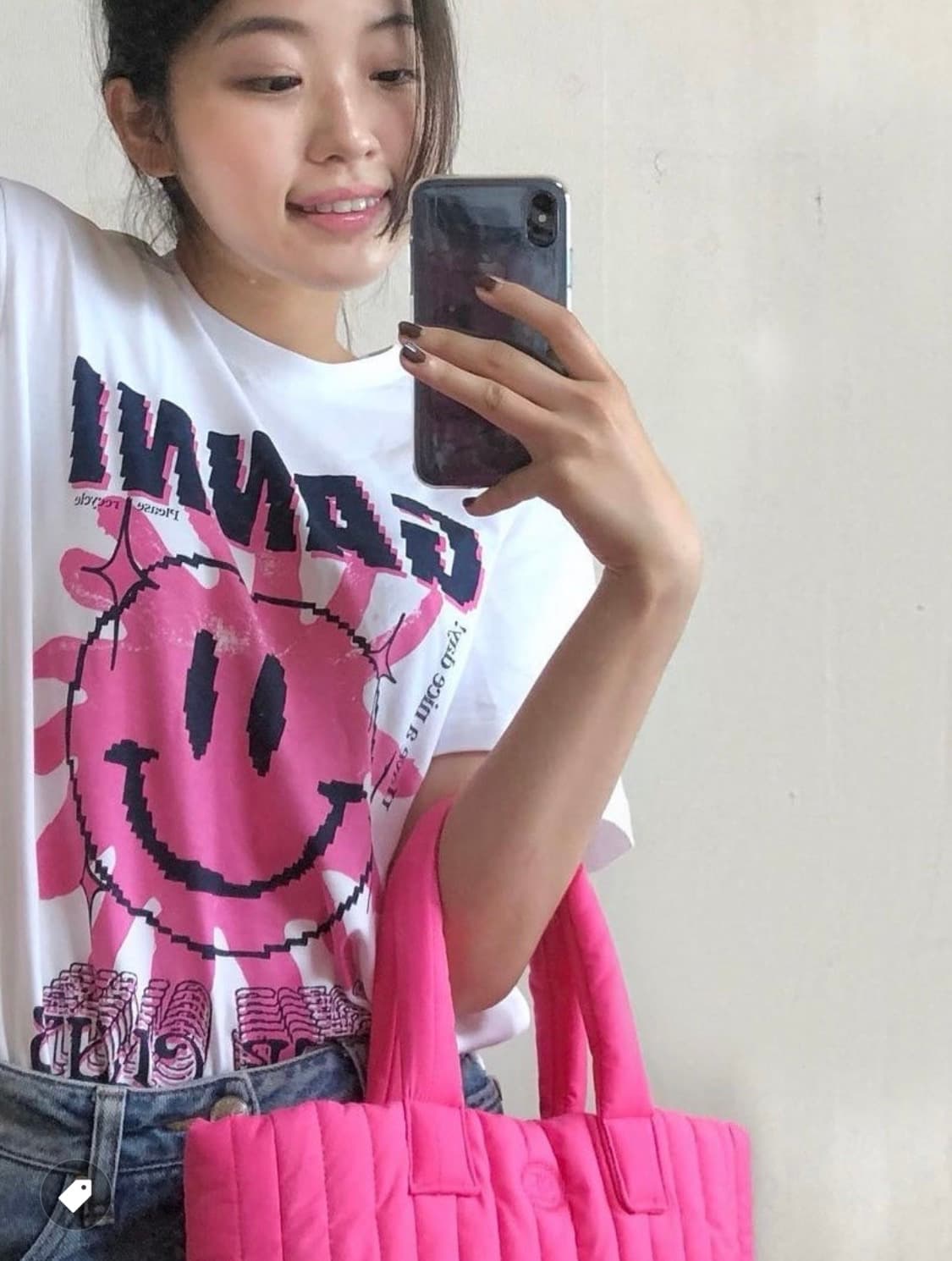 [XS] 가니 러브 클럽 티셔츠 브라이트 화이트 핑크 상품이미지2